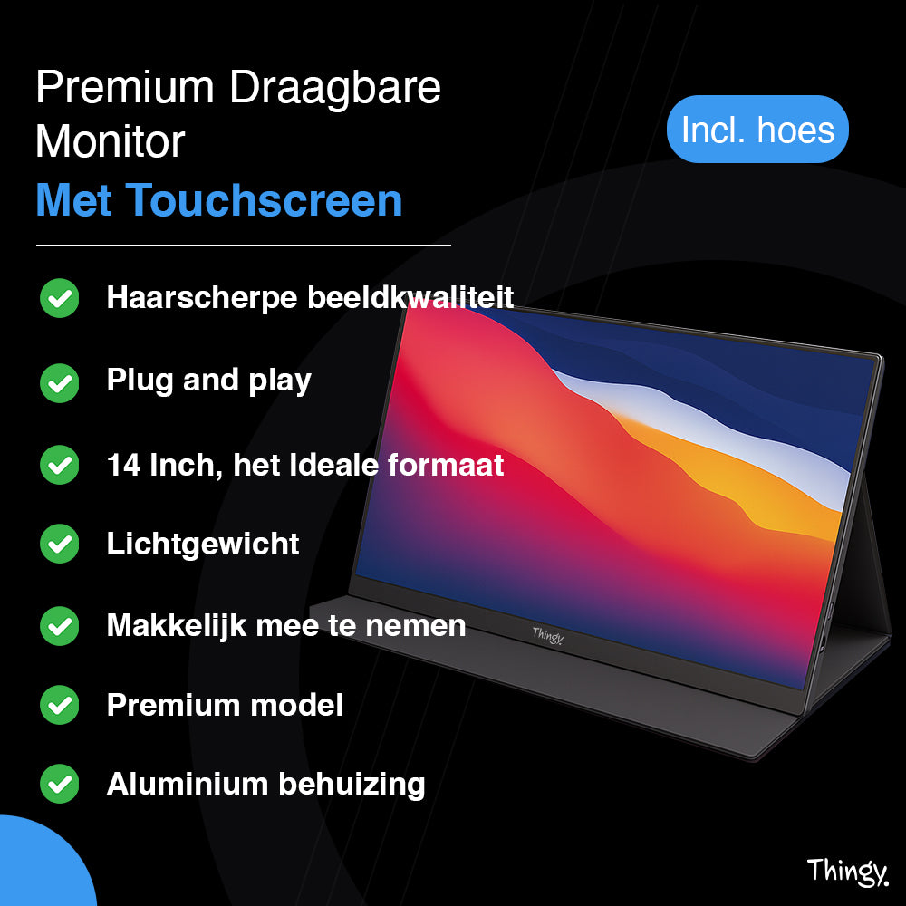 Thingy® Premium Draagbare Monitor 14 Inch Met Touchscreen