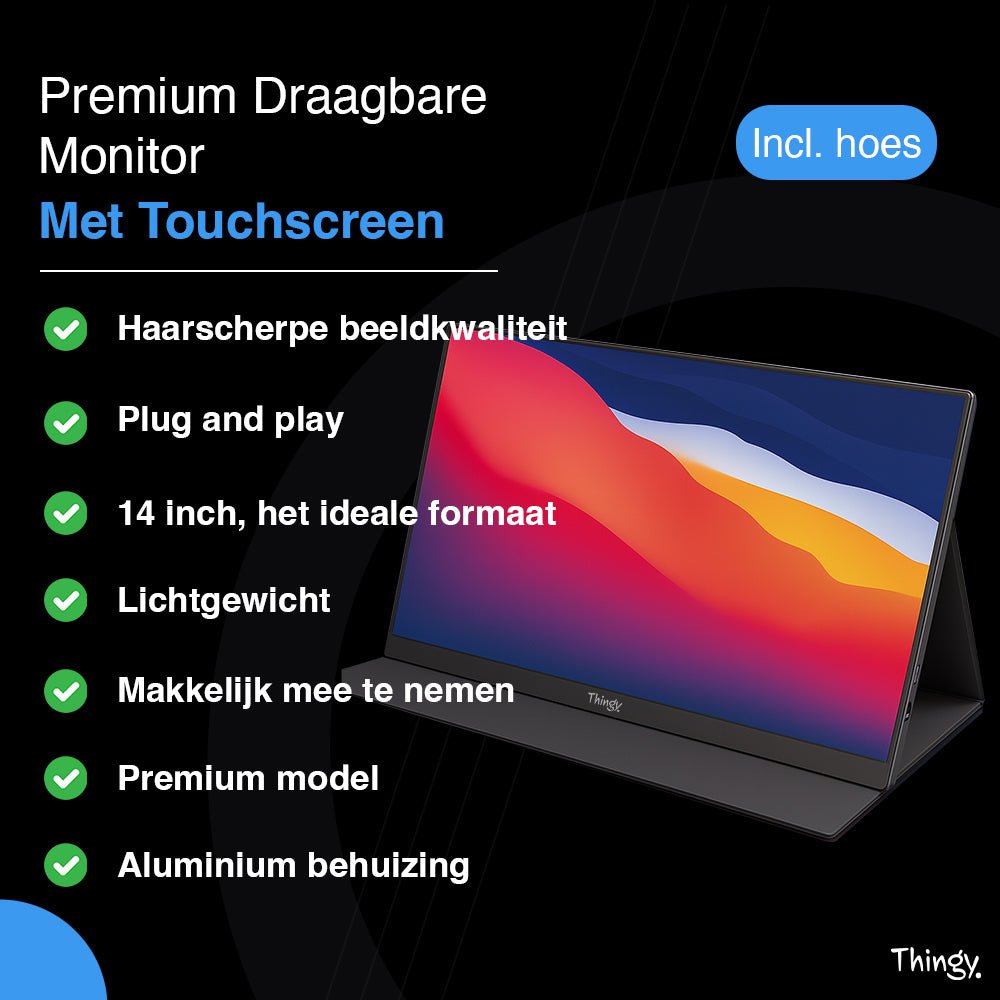 Thingy® Premium Draagbare Monitor 14 Inch Met Touchscreen - Thingy