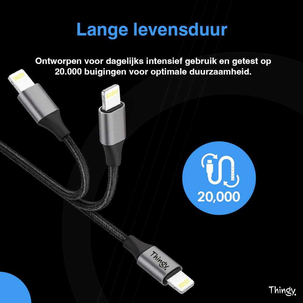 Thingy® Premium USB-C naar Lightning Kabel 2 Meter