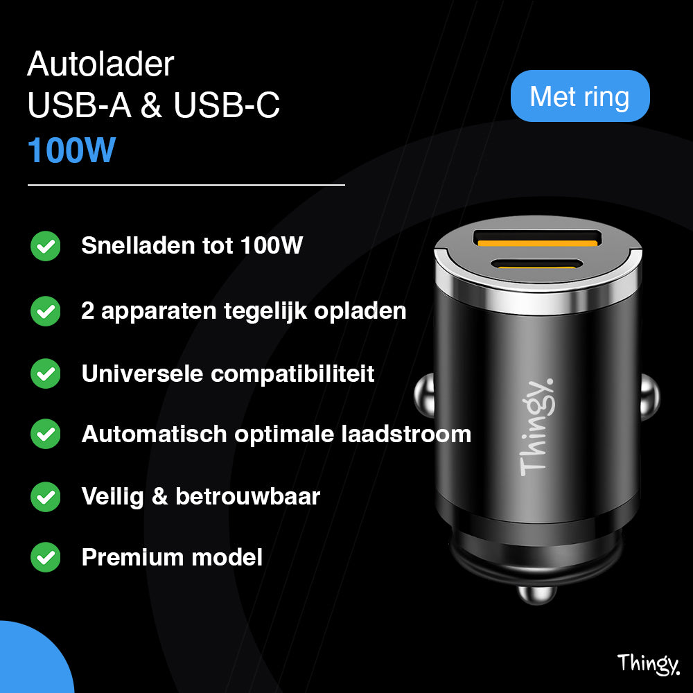 Thingy® Autolader 100W USB-A & USB-C